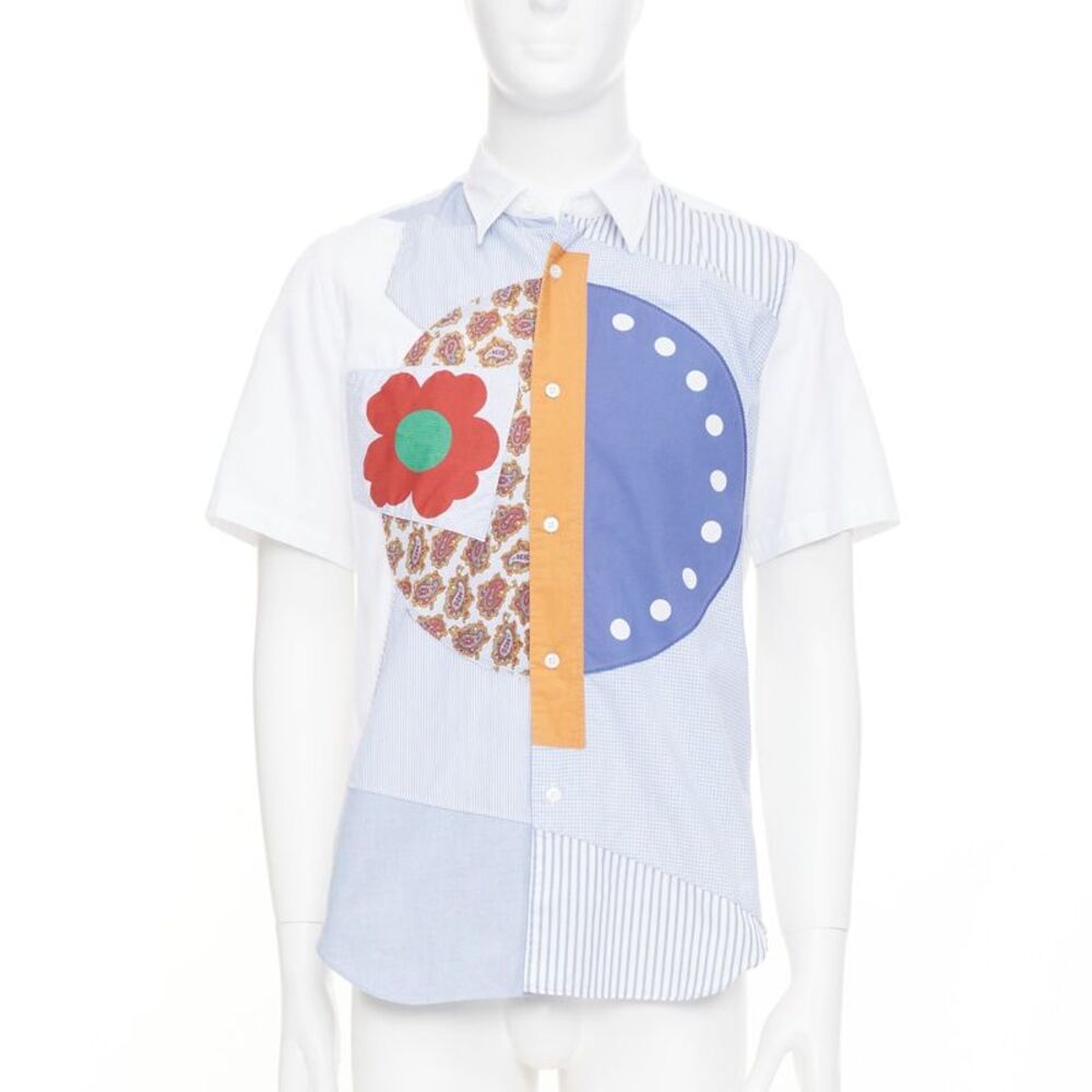 Junya Watanabe Man Blue Patchwork Shirt